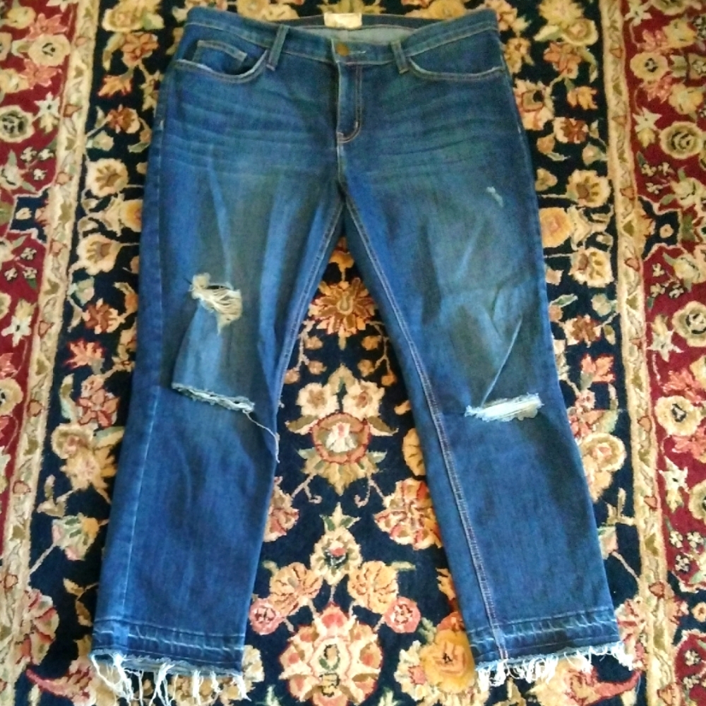 CURRENT/ELLIOTT- Nordstrom Exclusive Distressed Raw Hem Boyfriend Jeans Size 29